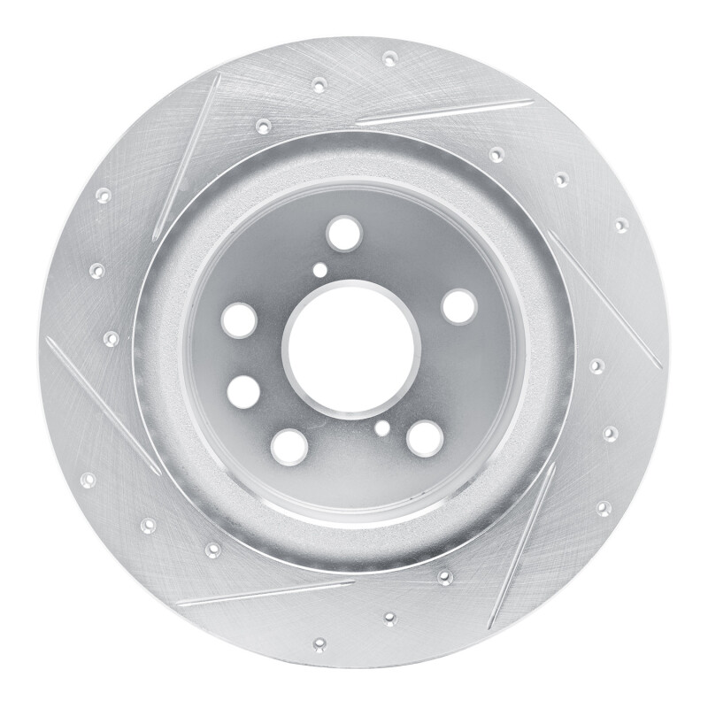 Lexus IS350 Brake Rotor (1) - Rear Right - R1 Concepts - Drilled & Slotted - Silver - `21-`25